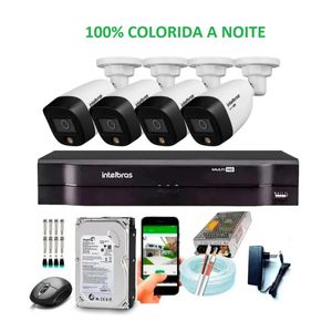 Kit 4 Câmeras 1220 Full Color Dvr Intelbras Mhdx 4 Canais c/hd 1tb