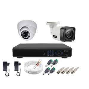 Kit cftv 2 cameras de segurança hd 1 internas dome e 1 externas bullet + dvr 4ch full hd