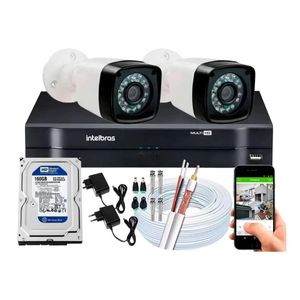 Kit Cftv 2 Cameras Segurança HD Full Hd Dvr Intelbras 4ch