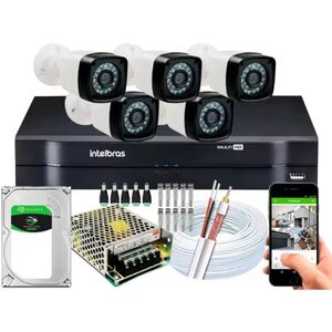 Kit 5 Cameras Segurança Dvr Intelbras Full Hd 8ch full hd c/hd completo