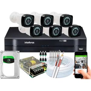Kit 6 Câmeras de Segurança HD Dvr 8 Ch Intelbras
