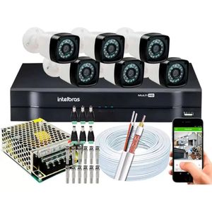 Kit Cftv 6 Cameras Segurança Hd Dvr Intelbras mhdx Full Hd S/ HD