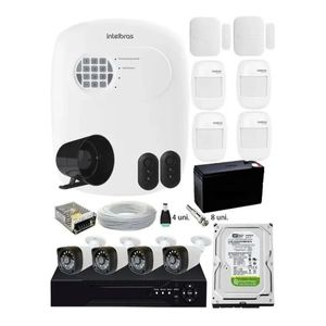 Kit Alarme Residencial Sem Fio + Kit 4 Câmeras Hd 720p Infra
