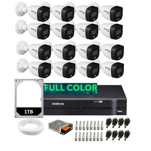 Kit 16 Câmeras Intelbras 1220b Full Color Dvr 16 Canais Com Hd 1tb