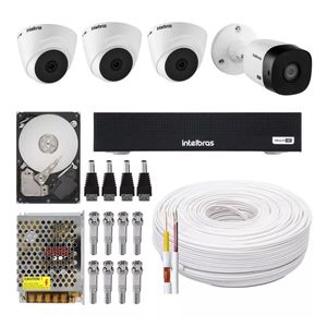 Kit Cftv 4 Câmeras Multi Hd 720p 1mp Dvr Intelbras Mhdx 1104