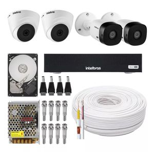 Kit Cftv 4 Câmeras Multi Hd 720p 1mp Dvr Intelbras Mhdx 1104