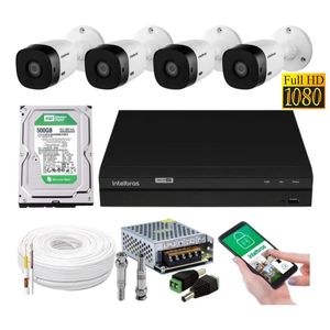 kit 4 Camera de Seguranca Intelbras 2mp 1220b Dvr 4 Canais Multi Hd