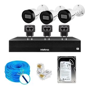 Kit Cftv 3 Câmeras Ip Intebras 1130 Nvd Intelbras 1404