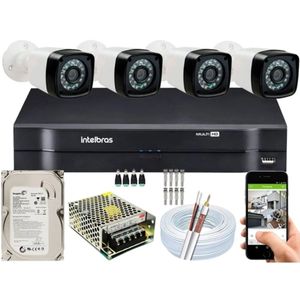 Kit Cftv 4 Cameras Segurança Hd Dvr Intelbras 4ch