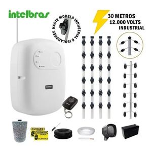Kit Cerca Elétrica Industrial 30 metros Big 1 Metro c/ Central de Choque 12.000 volts completo