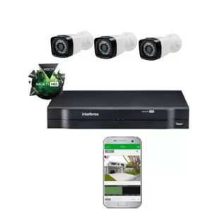 Kit 3 Câmeras De Segurança Residencial Dvr Intelbras mhdx Full Hd