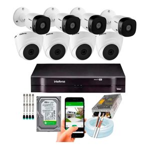 Kit Cftv 8 Câmeras Hd Intelbras Ir 20m Dvr Intelbras 8 Ch