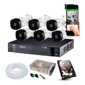 Kit Cftv 6 Câmeras Multi Hd 1220b 20m Full hd IR Dvr 8 Canais Intelbras Full hd