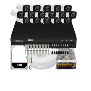 Kit Dvr Intelbras 16 Canais H.265 3tb 16 Câmeras Full Hd 20m