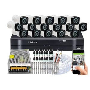 Kit 16 Camera Segurança Hd Dvr Intelbras 1116