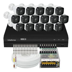 Kit Cftv 16 Cameras Segurança  Hd Dvr Intelbras 16ch S/ HD