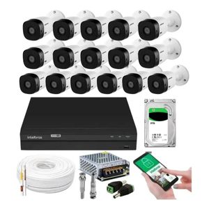 Kit 16 Câmeras Multi Hd Intelbras 1120b Dvr 16 Ch com Hd 3tb