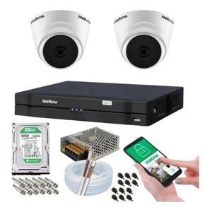 Kit 2 Camera de Seguranca Intelbras Dome vhl 1120d Dvr 4 canais multi hd