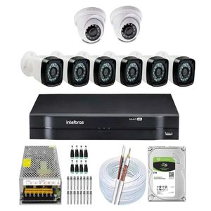 Kit Cftv 8 Câmeras Segurança Full Hd 1080p Dvr Intelbras 2TB