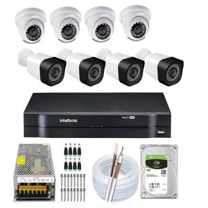 Kit 8 cameras seguranca 2 mp Full HD DVR Intelbras 8ch 3TB