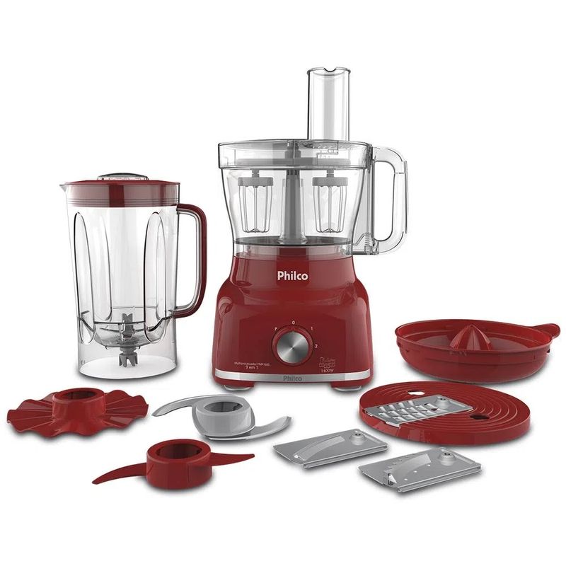 Multiprocessador Philco PMP1600V Glass Turbo 9 em 1 1400W