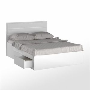 Cama de Casal Queen com Cabeceira 167cm 4 Gavetas Branco