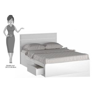 Cama de Casal Queen com Cabeceira 167cm 4 Gavetas Branco