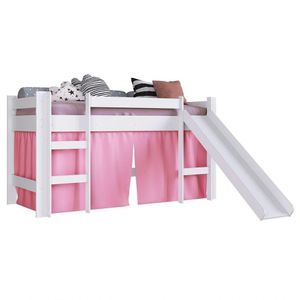 Cama Elevada Com Escorregador E Cortina Bb1000 Branco/rosa - Completa Móveis