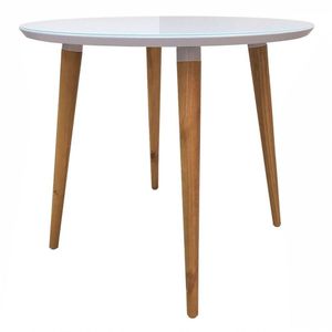 Mesa De Jantar Redonda 90cm 4 Lugares Tampo De Vidro Veneza C14 Branco - Mpozenato