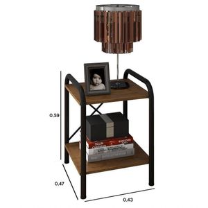 Kit 2 Mesas De Cabeceira Madri Com Prateleiras Preto/demolição