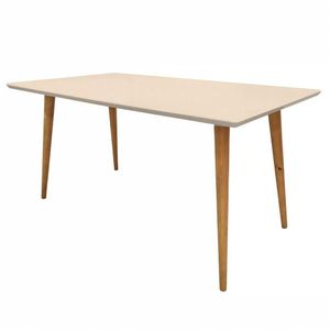 Mesa De Jantar Retangular 160cm 6 Lugares Veneza C14 Off White/noce - Mpozenato