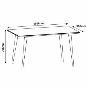 Mesa De Jantar Retangular 160cm 6 Lugares Veneza C14 Off White/noce - Mpozenato