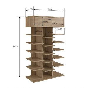 Sapateira Multiuso 1 Gaveta E 15 Prateleiras Sp020 Oak - Completa Móveis