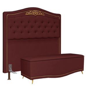 Cabeceira Cama Box Casal 140Cm Suede Vinho