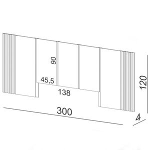 Cabeceira De Madeira Casal 300Cm 100% Mdf Tw185 Off White/Freijó