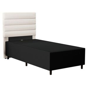 Cabeceira Solteiro 88X188Cm Hit Id5 Suede Preto/Linho Cru