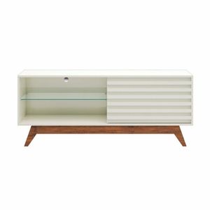 Rack Bancada Para Tv Até 55'' 140Cm 1 Porta 100% Mdf R514 Off White/Nobre