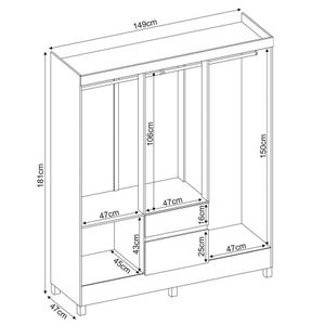 Guarda Roupa Casal Flex 6 Portas 2 Gavetas Branco/Rosa