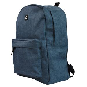 Mochila Lisa Com Bolso Frontal Yins Azul