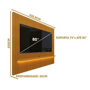 Painel Ripado Para Sala Tv Até 85 Polegadas Com Led Naturale Notável Jm Móveis