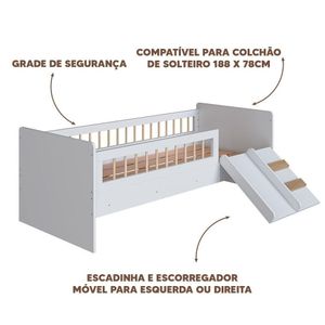 Cama Montessoriana Solteiro 135x193 Cor Branco Affetto Shop Jm