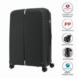 Conjunto de Malas de Viagem Expansível em Polipropileno Samsonite Varro 2 Peças P/M Cadeado TSA - Preta