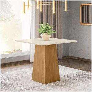 Mesa De Jantar Tampo Mdf 90 Cm Dora Henn Nature Off White