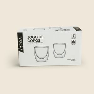 Jogo de Copos Vidro Borossilicato 80ml com 2 Peças - A\CASA