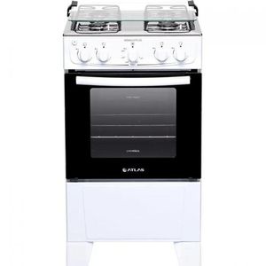 Fogão 4 Bocas Atlas Mônaco Plus Branco Com Mesa Inox Bivolt