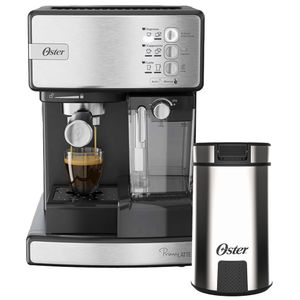 Kit Cafeteira Nova PrimaLatte Inox e Moedor de Café Oster