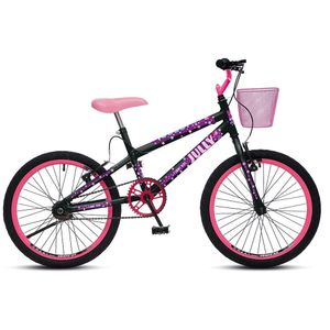 Bicicleta Colli Jully Aro 20 Freio V-Brake Quadro 20 - Preto Fosco com Rosa