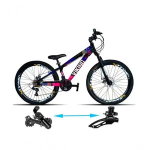 Bicicleta Vikingx Aro 26 Tuffx25/30 Vmaxx Freio A Disco 21v Preto Rosa