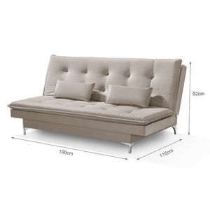 Sofá Cama Bangkok Alto Conforto Aveludado C Almofadas Brinde Cor bege