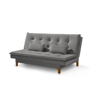 Sofá Cama Bangkok Pés De Madeira C Almofadas Espuma D-23 Cor cinza